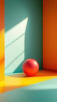 Abstract Geometry with Red Sphere on Colorful Background, Minimalist Design, photo