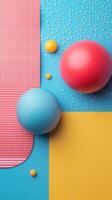 Geometric shapes and spheres in a colorful 3D abstract design, photo