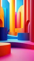 Vibrant 3D Abstract Shapes with Cylinders and Arches Colorful Design photo