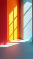 Abstract vibrant colored walls with dramatic light and shadow, photo
