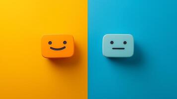 Two speech bubbles, against a vibrant background, clean and modern design. photo
