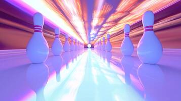 bowling ball and pins in motion photo