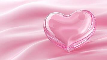 a glass heart on a pink background photo