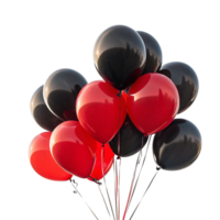 black and red bundle of balloons is isolated on transparent background png