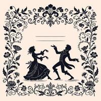 Illustrate a humorous and playful scene of a couple in love, capturing the lighthearted and fun side of romance. A Timeless Romance vector
