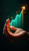 Holding the Future of Growth a Hand Reaching for Success and Upward Trend photo