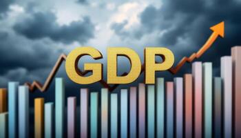 GDP growth represented with golden letters on a chart depicting positive economic progress photo