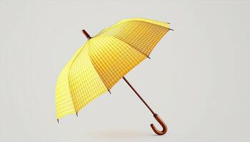 Golden Yellow Umbrella with Grid Pattern on White Background photo