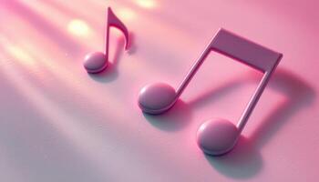 Dreamy Pink Music Notes Floating in Soft Light and Pastel Tones photo