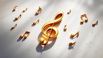 Golden Notes of Harmony A Symphony of Musical Symbols with Elegant Shadows photo