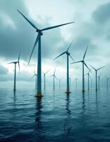 Offshore Wind Farm Generating Clean Renewable Energy in the Open Ocean photo