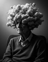 Clouded Thoughts A Portrait of Inner Turmoil and the Weight of Years photo