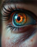 Gazing into the Eye of the Storm a fiery core of passion and deep blue tranquility swirl together photo