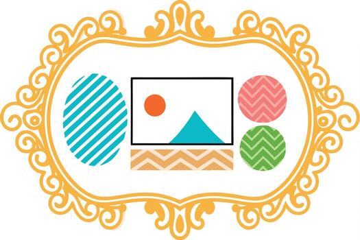 florido marco, geométrico patrones, vistoso formas mi diseño vector