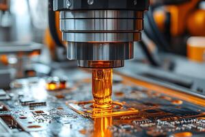Advanced Circuit Board Manufacturing Process in High-Tech Industrial Setting photo