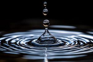 Tranquil Water Droplet Splash in Dark Minimalist Setting for Design and Art photo