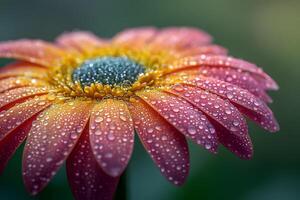Vibrant Gerbera Daisy with Dewdrops in Macro Photography for Nature and Floral Art photo