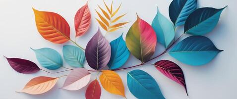 Colorful layered leaves in various shades creating a vibrant graphic layout for promotional use photo