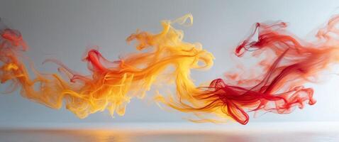 Dynamic swirl of smoke and fire with intense color interplay photo