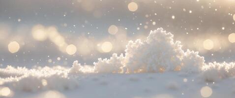 Snow texture under soft light with sparkle effects. photo