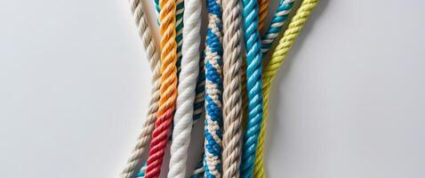 Teamwork and Unity as a Business Metaphor of Diverse Ropes Connected in Cooperation and Collaboration photo