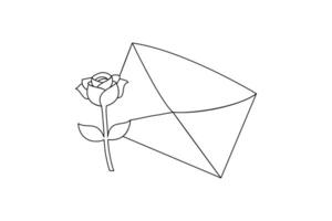 Love letter single-line art blends minimalism with emotion, creating a visual expression of love that transcends words. vector