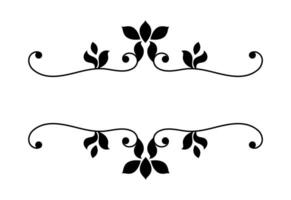 Frame, divider, border floral elements for design invitation on black colour vector