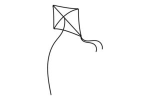 Kite continuous single line design and minimalist style illustration vector