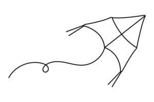 Kite continuous one line art drawing with white background vector