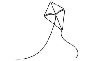 Kite continuous one line art drawing of white background vector