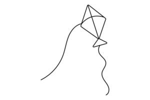 Kite continuous one line design of minimalist style illustration vector