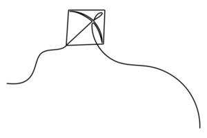 Kite continuous one line drawing of simple illustration vector