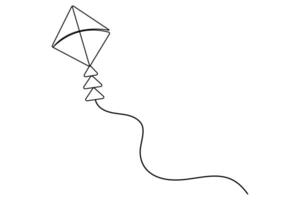 Kite continuous single line art drawing with white background vector
