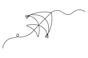 Continuous one line drawing of kite minimalist illustration vector