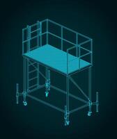 Mobile maintenance platform isometric drawings vector