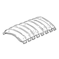 Simple hand drawn line of grilled ribs on white isolated background. illustration in eps 10. Design element for menu, recipe, market and cookbook vector