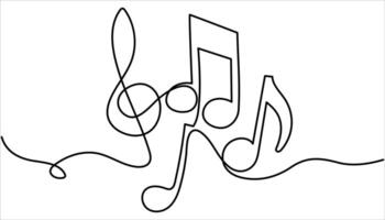 Music note continuous one line drawing illustration vector