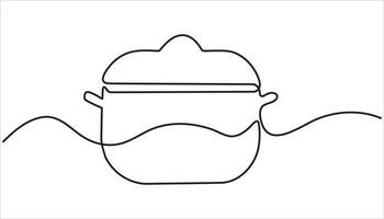 Big pan continuous one line art drawing vector