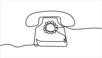 Old telephone continuous one line drawing. Retro phone illustration vector