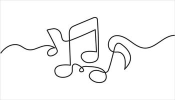 Music notes continuous one line art drawing vector