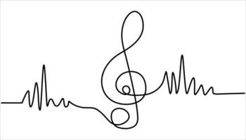 Treble clef continuous one line art drawing vector