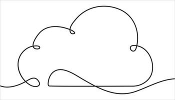 Cloud continuous one line art drawing illustration vector