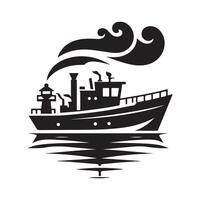 Flat Fireboat Silhouette Vectors Illustrations for Creative Use