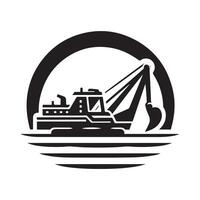 Dredger Silhouette Vectors Illustrations for Creative Projects