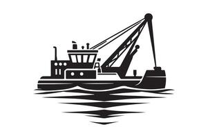 Marine Dredger Silhouette Vectors Graphics for Commercial Use
