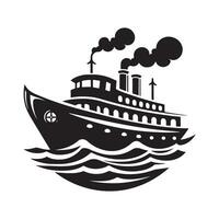 Fireboat Silhouette Vectors Illustrations for Maritime Projects