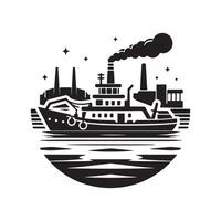 Towboat Silhouette Vectors for Marine-Based Products
