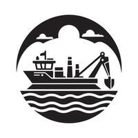 Clean Dredger Silhouette Vectors Art for Print Projects