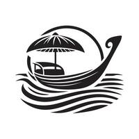 Sampan Silhouette Vectors Art for Beach and Coastal Graphics