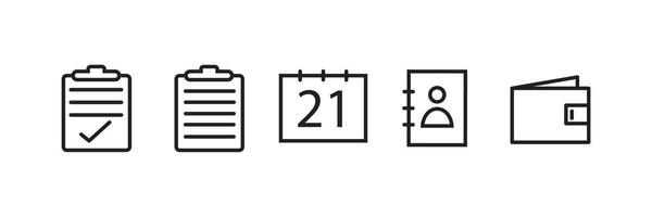 Simple flat icons set wallet, calendar, archive on white background vector